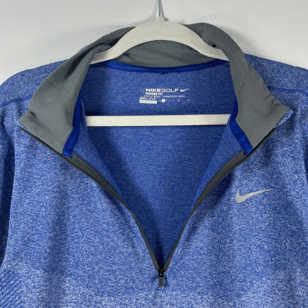 Nike Golf Pullover Mens Large Blue Dri-FIT Quarter Zip Golf Shirt